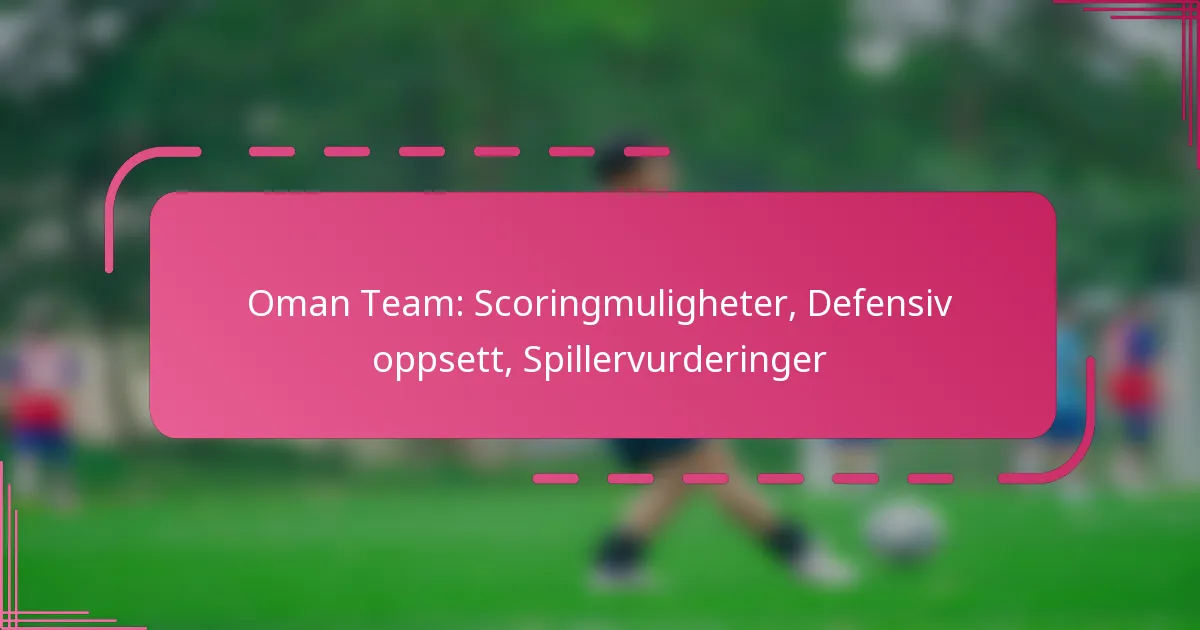 Oman Team: Scoringmuligheter, Defensiv oppsett, Spillervurderinger