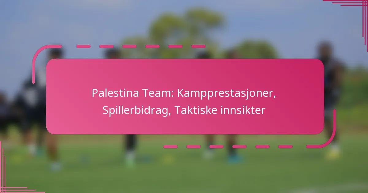 Palestina Team: Kampprestasjoner, Spillerbidrag, Taktiske innsikter