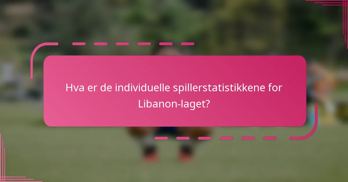 Hva er de individuelle spillerstatistikkene for Libanon-laget?