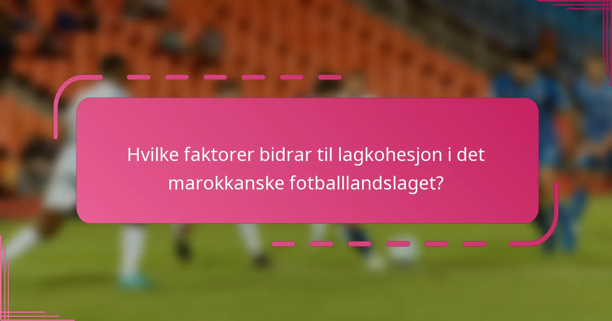 Hvilke faktorer bidrar til lagkohesjon i det marokkanske fotballlandslaget?