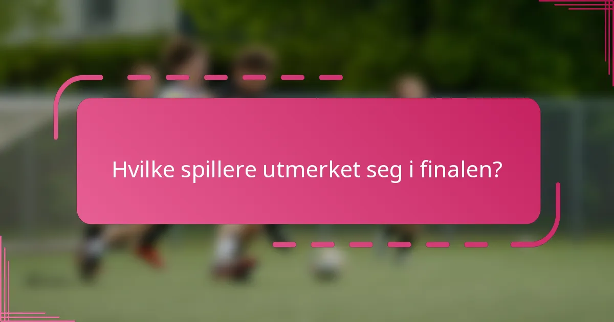 Hvilke spillere utmerket seg i finalen?