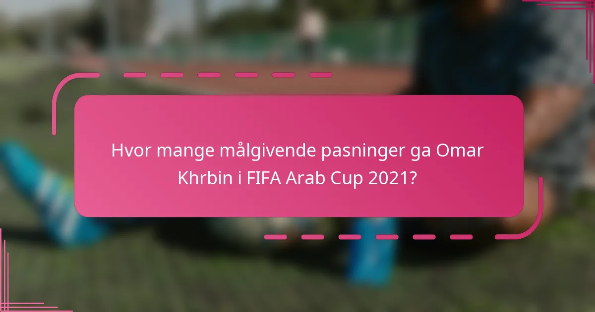 Hvor mange målgivende pasninger ga Omar Khrbin i FIFA Arab Cup 2021?