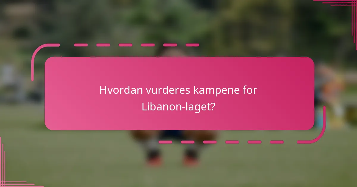 Hvordan vurderes kampene for Libanon-laget?